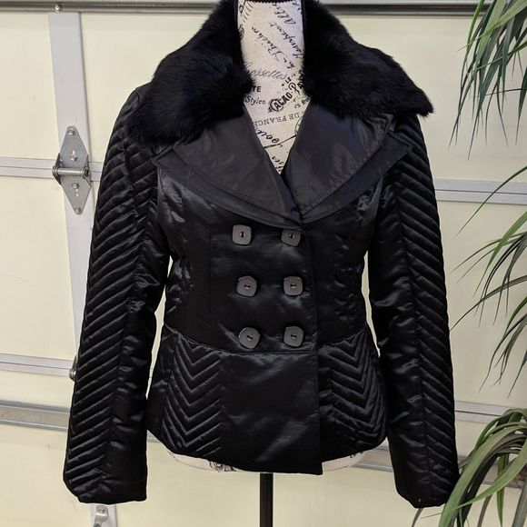 bebe Jackets & Blazers - Bebe Corset Black Rabbit Fur Jacket